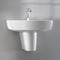 Round White Ceramic Semi-Pedestal Sink
